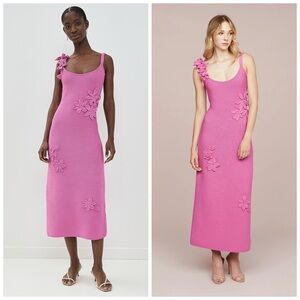 AMUR Pink Floral-Appliqué Maxi Dress